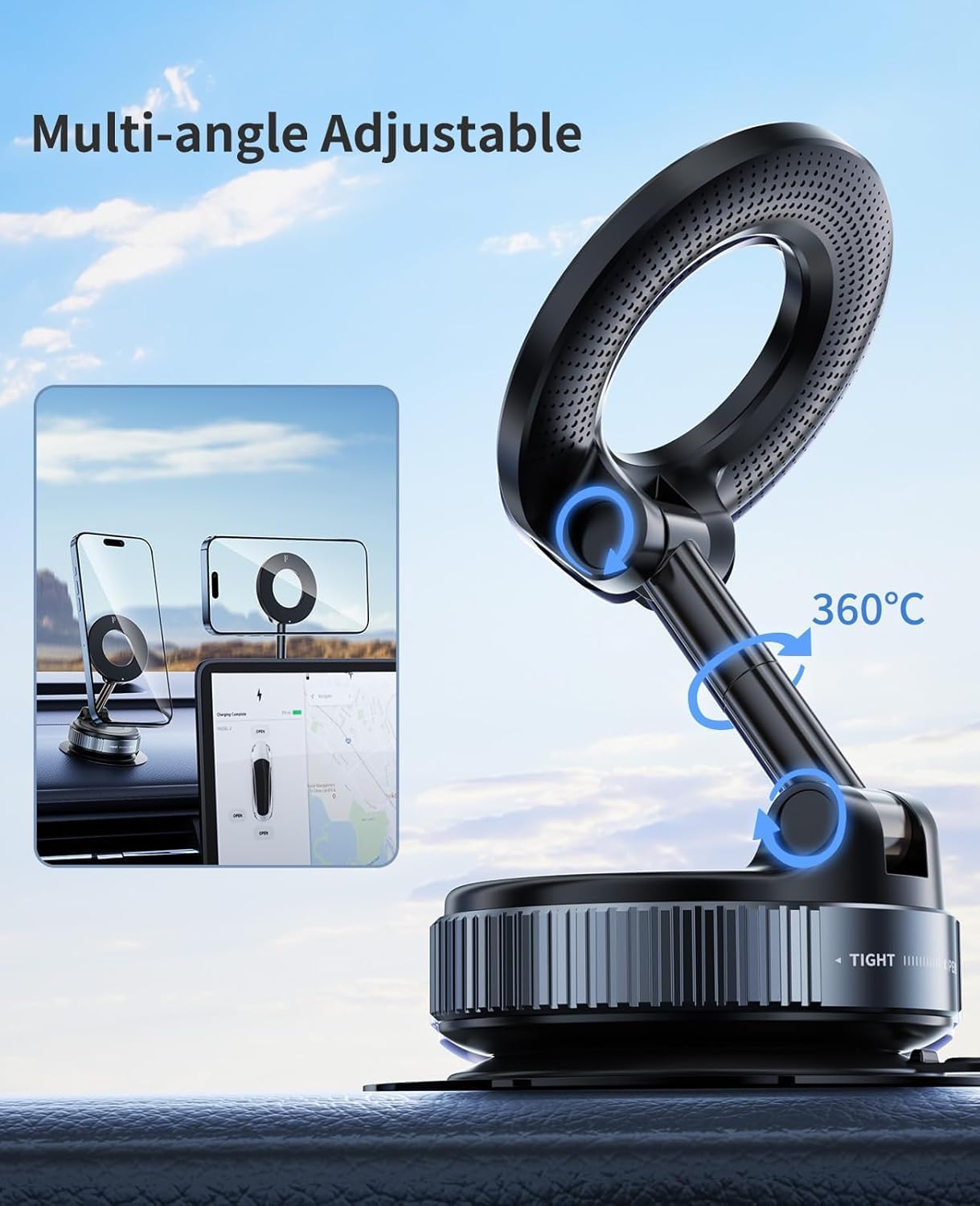 STARQ 360° Vaccum Magnetic Phones Holder, Magnetic Car Phone Mount, Hands-Free Suction Cup Phones Holder for